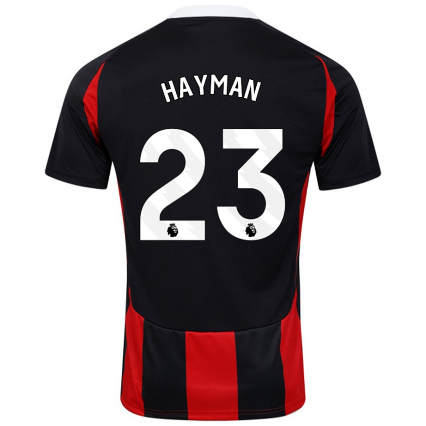 Niño Camiseta Alex Hayman #23 Negro Rojo 2ª Equipación 2024/25 La Camisa Chile