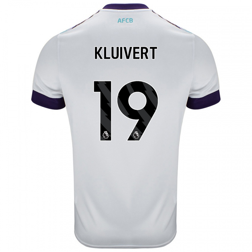 Niño Camiseta Justin Kluivert #19 Blanco Verde Púrpura 2ª Equipación 2024/25 La Camisa Chile