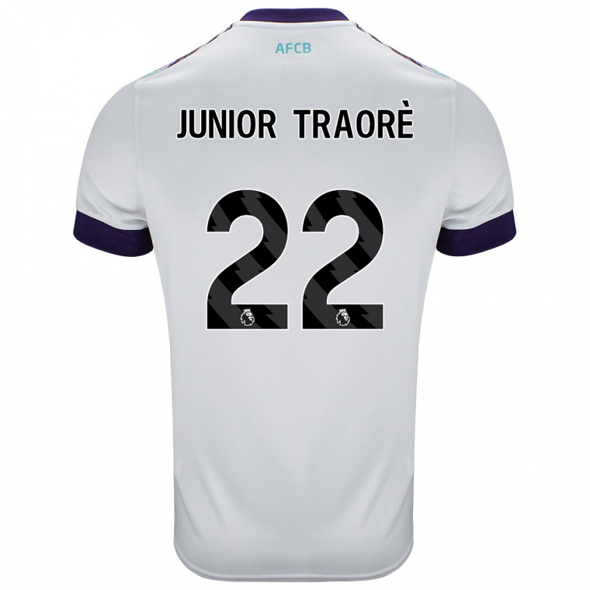 Niño Camiseta Hamed Junior Traorè #22 Blanco Verde Púrpura 2ª Equipación 2024/25 La Camisa Chile