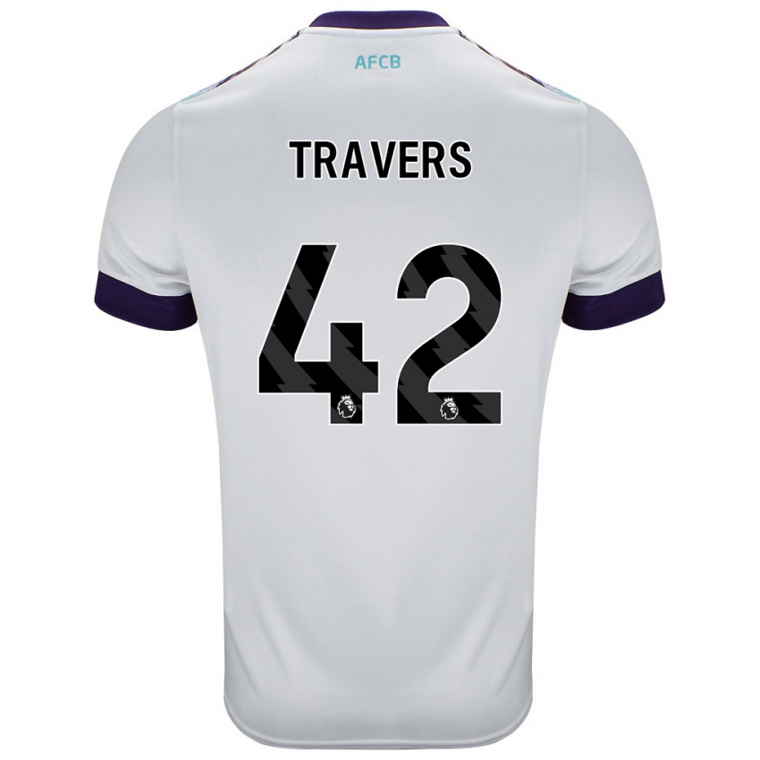 Niño Camiseta Mark Travers #42 Blanco Verde Púrpura 2ª Equipación 2024/25 La Camisa Chile