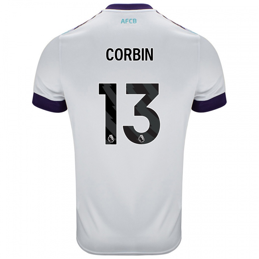 Niño Camiseta Helen Corbin #13 Blanco Verde Púrpura 2ª Equipación 2024/25 La Camisa Chile