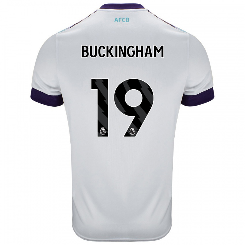 Niño Camiseta Alisha Buckingham #19 Blanco Verde Púrpura 2ª Equipación 2024/25 La Camisa Chile