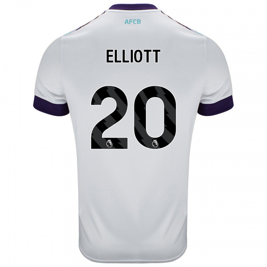 Niño Camiseta Kaitlyn Elliott #20 Blanco Verde Púrpura 2ª Equipación 2024/25 La Camisa Chile