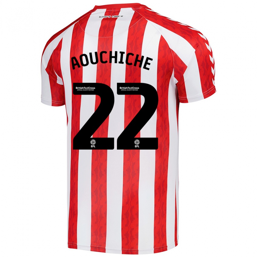 Hombre Camiseta Adil Aouchiche #22 Rojo Blanco 1ª Equipación 2024/25 La Camisa Chile