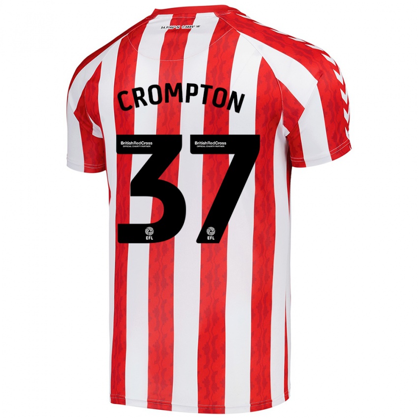 Hombre Camiseta Ben Crompton #37 Rojo Blanco 1ª Equipación 2024/25 La Camisa Chile