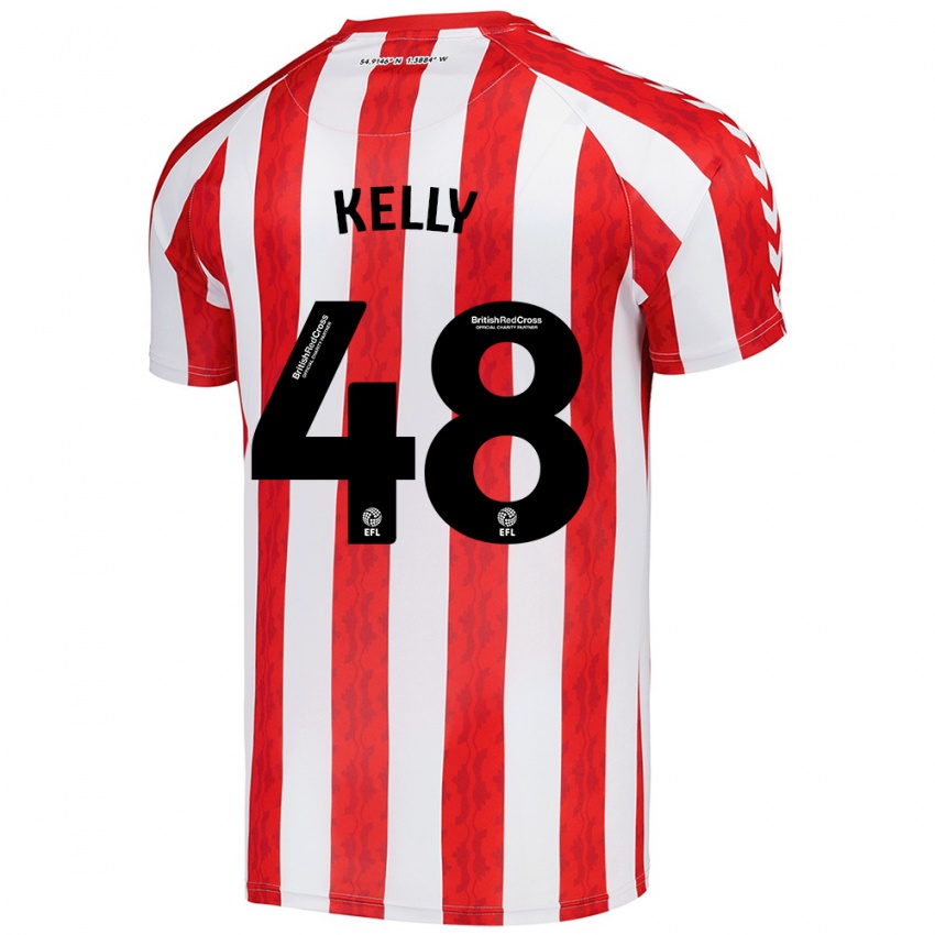 Hombre Camiseta Caden Kelly #48 Rojo Blanco 1ª Equipación 2024/25 La Camisa Chile