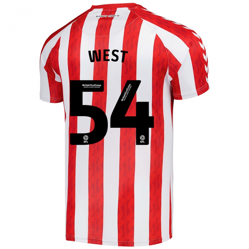 Hombre Camiseta Ella West #54 Rojo Blanco 1ª Equipación 2024/25 La Camisa Chile