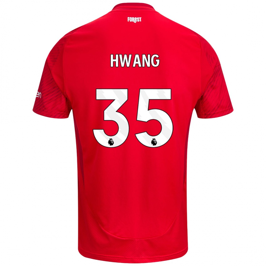 Hombre Camiseta Ui-Jo Hwang #35 Rojo Blanco 1ª Equipación 2024/25 La Camisa Chile