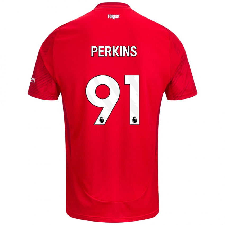 Hombre Camiseta Jack Perkins #91 Rojo Blanco 1ª Equipación 2024/25 La Camisa Chile