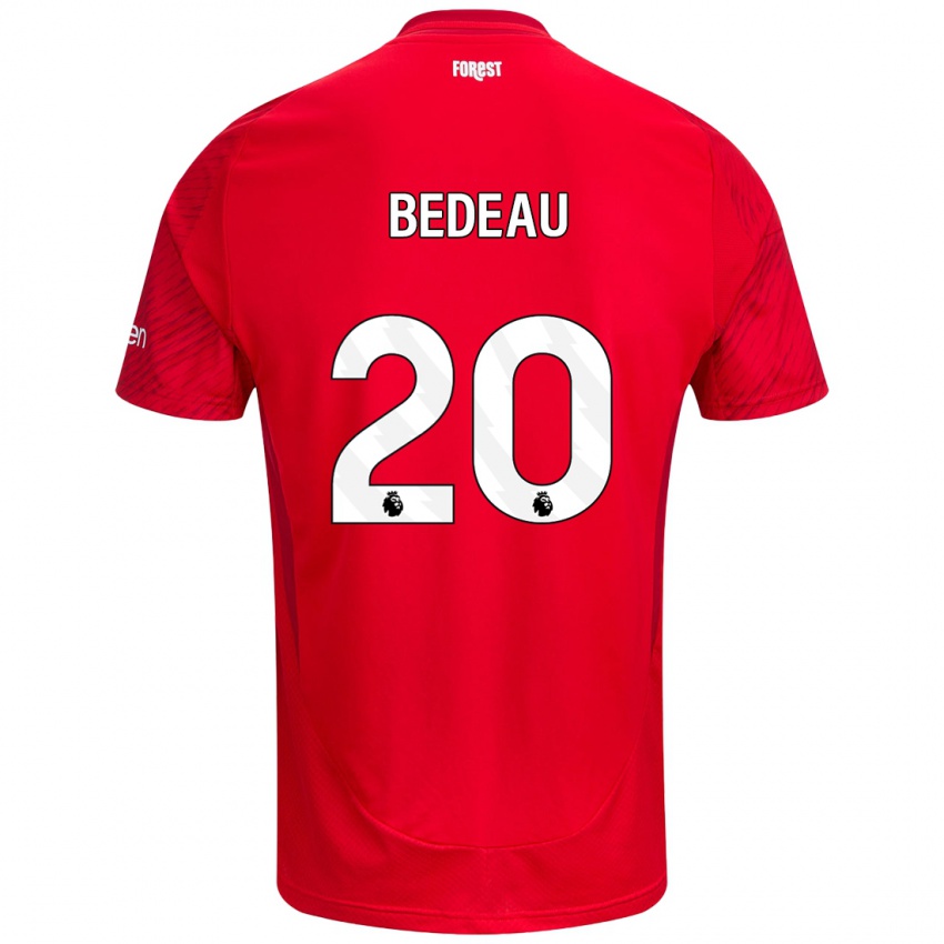 Hombre Camiseta Naomi Bedeau #20 Rojo Blanco 1ª Equipación 2024/25 La Camisa Chile