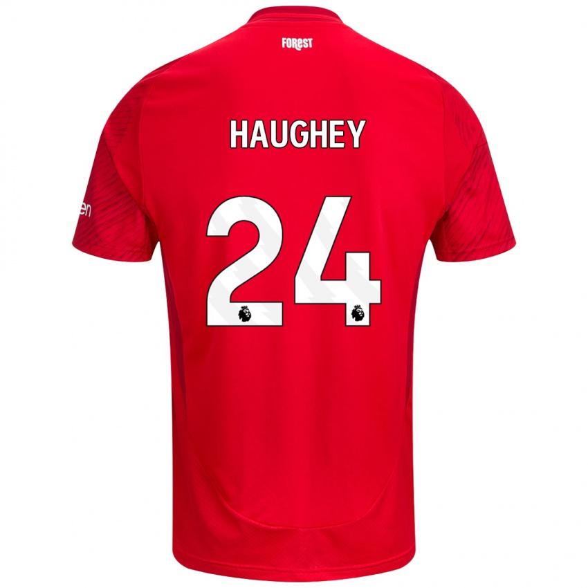 Hombre Camiseta Ella Haughey #24 Rojo Blanco 1ª Equipación 2024/25 La Camisa Chile