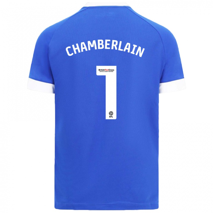 Hombre Camiseta Ceryn Chamberlain #1 Azul Cielo 1ª Equipación 2024/25 La Camisa Chile