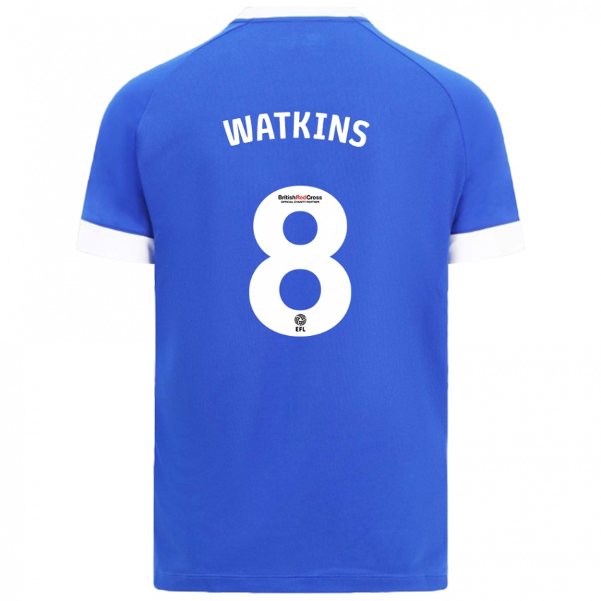 Hombre Camiseta Seren Watkins #8 Azul Cielo 1ª Equipación 2024/25 La Camisa Chile