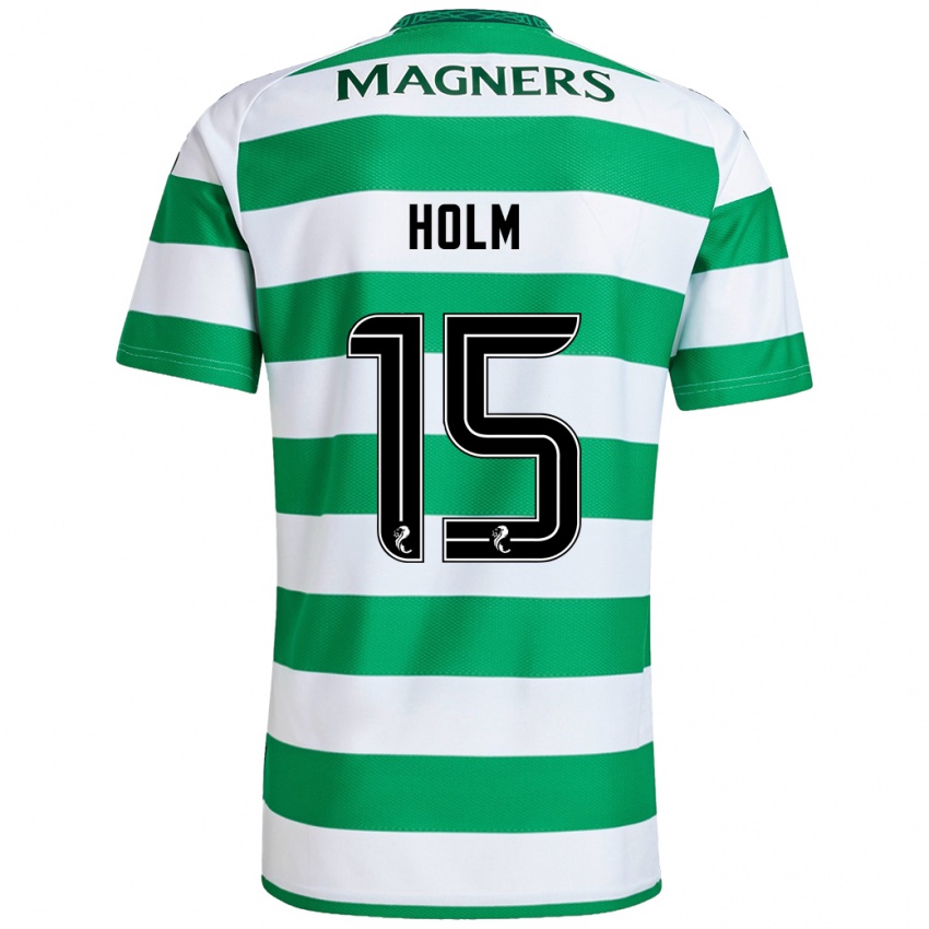 Hombre Camiseta Odin Thiago Holm #15 Verde Blanco 1ª Equipación 2024/25 La Camisa Chile