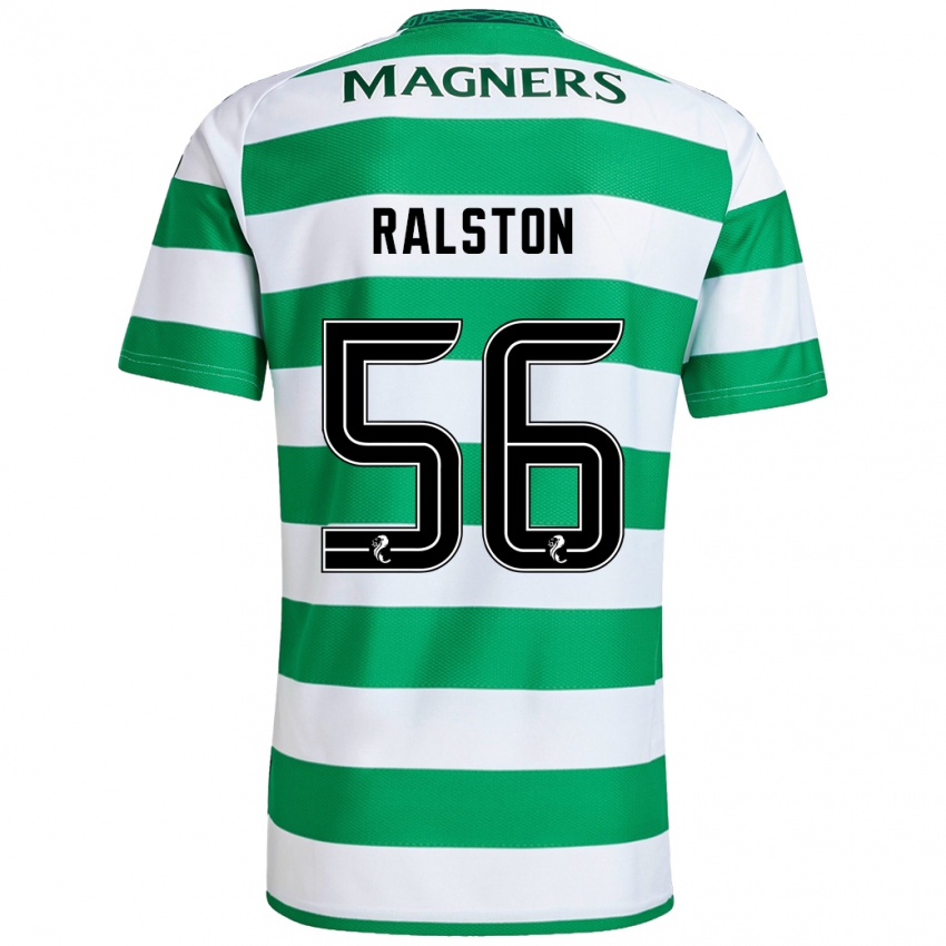 Hombre Camiseta Anthony Ralston #56 Verde Blanco 1ª Equipación 2024/25 La Camisa Chile