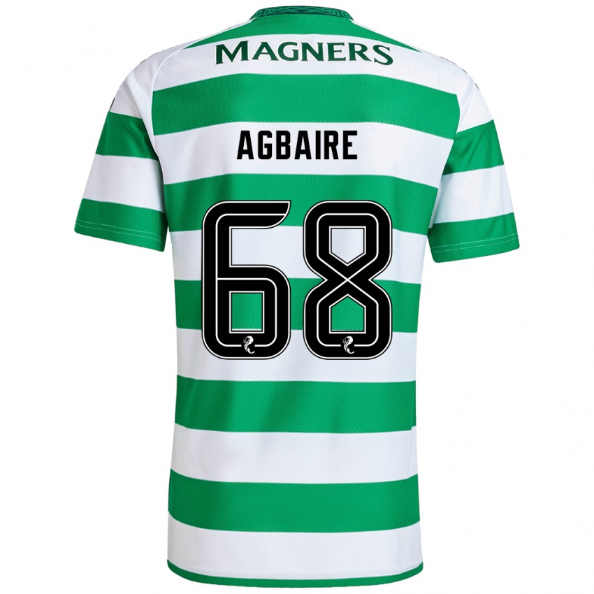 Hombre Camiseta Lenny Agbaire #68 Verde Blanco 1ª Equipación 2024/25 La Camisa Chile