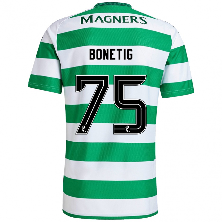 Hombre Camiseta Liam Bonetig #75 Verde Blanco 1ª Equipación 2024/25 La Camisa Chile