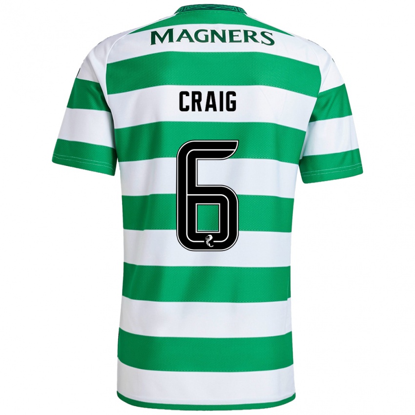 Hombre Camiseta Chloe Craig #6 Verde Blanco 1ª Equipación 2024/25 La Camisa Chile