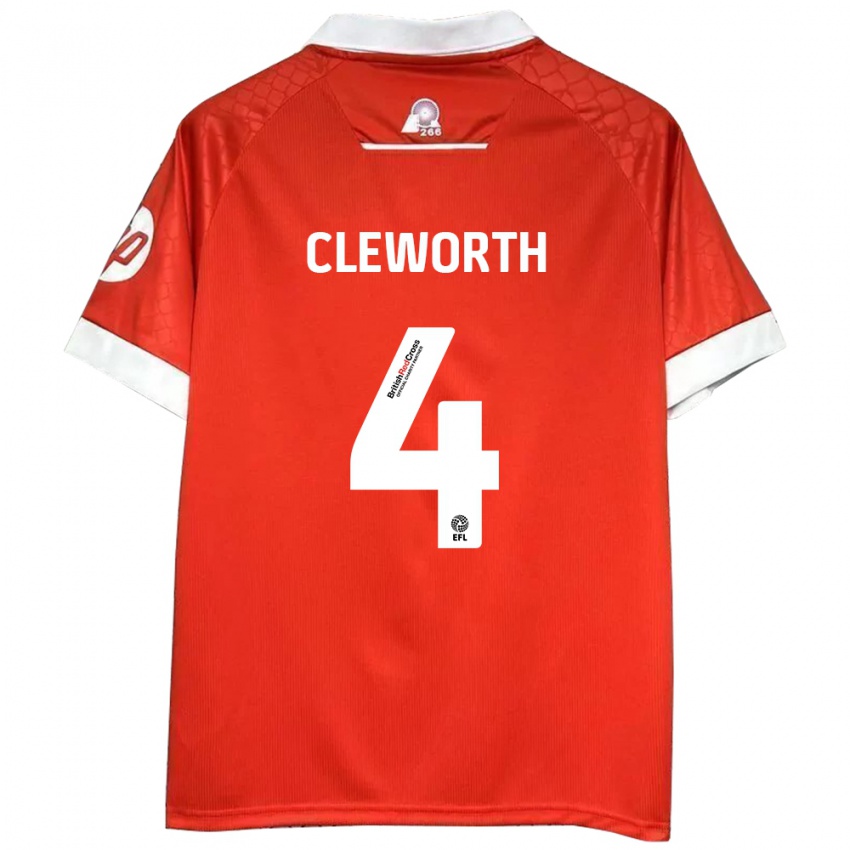 Hombre Camiseta Max Cleworth #4 Rojo Blanco 1ª Equipación 2024/25 La Camisa Chile