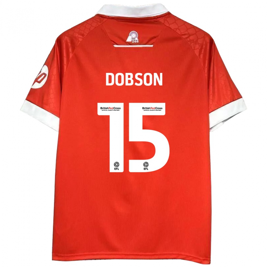 Hombre Camiseta George Dobson #15 Rojo Blanco 1ª Equipación 2024/25 La Camisa Chile