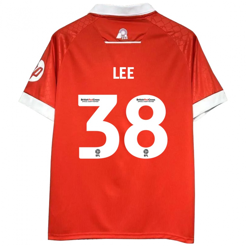 Hombre Camiseta Elliot Lee #38 Rojo Blanco 1ª Equipación 2024/25 La Camisa Chile