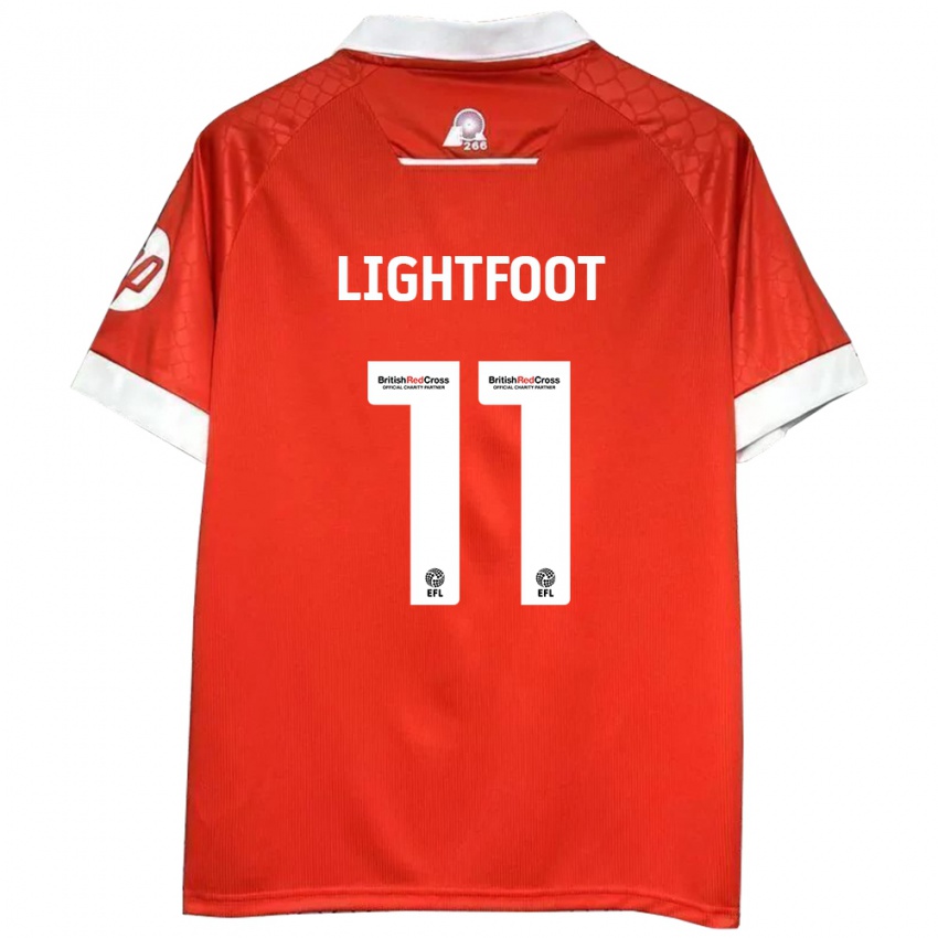 Hombre Camiseta Amber Lightfoot #11 Rojo Blanco 1ª Equipación 2024/25 La Camisa Chile