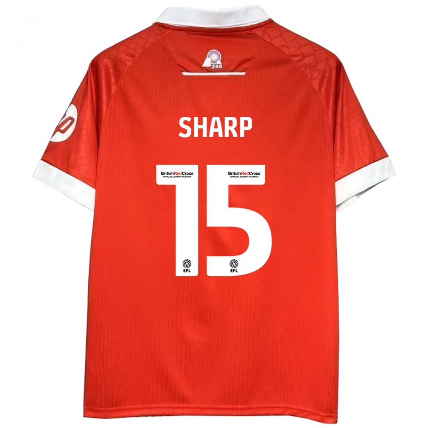 Hombre Camiseta Katie Sharp #15 Rojo Blanco 1ª Equipación 2024/25 La Camisa Chile