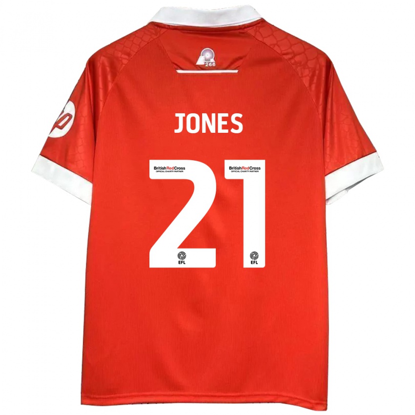 Hombre Camiseta Lili Jones #21 Rojo Blanco 1ª Equipación 2024/25 La Camisa Chile