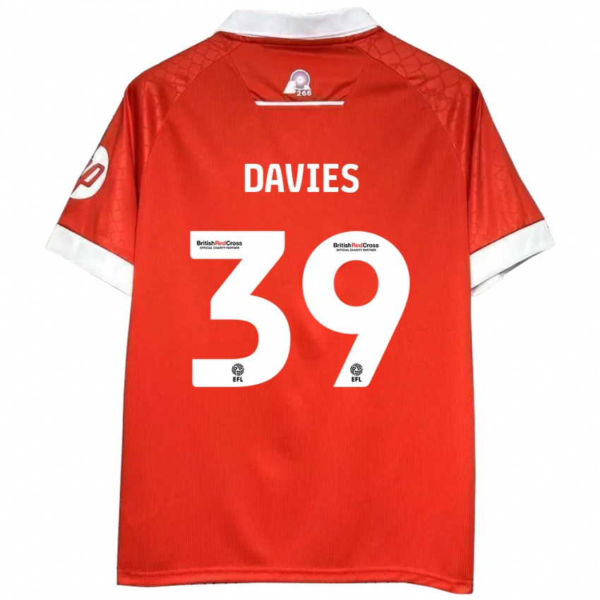 Hombre Camiseta Daniel Davies #39 Rojo Blanco 1ª Equipación 2024/25 La Camisa Chile