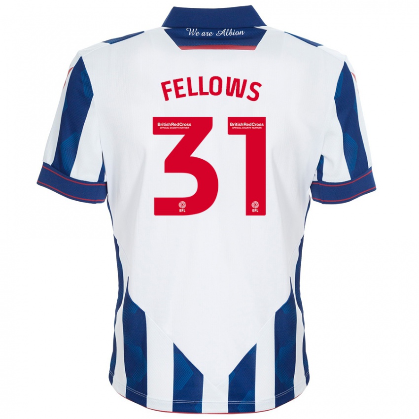 Hombre Camiseta Tom Fellows #31 Blanco Azul Oscuro 1ª Equipación 2024/25 La Camisa Chile