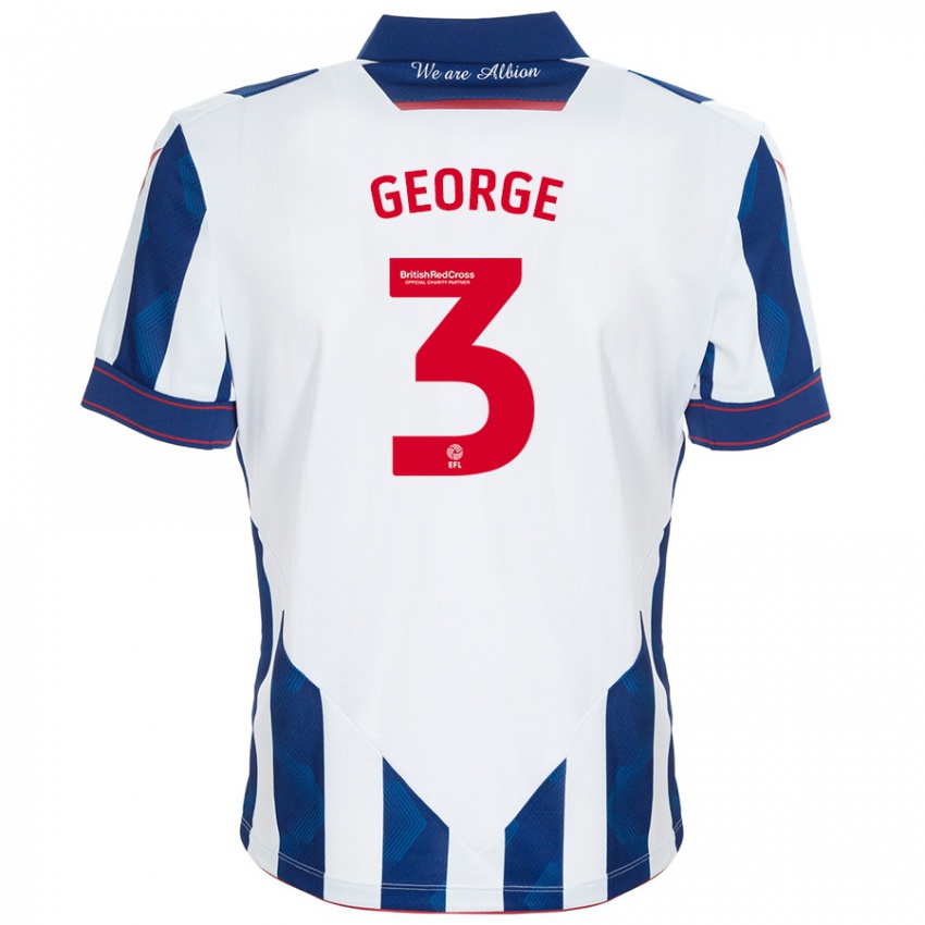 Hombre Camiseta Hannah George #3 Blanco Azul Oscuro 1ª Equipación 2024/25 La Camisa Chile