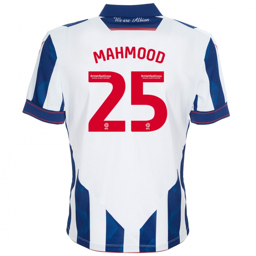 Hombre Camiseta Mahmood #25 Blanco Azul Oscuro 1ª Equipación 2024/25 La Camisa Chile