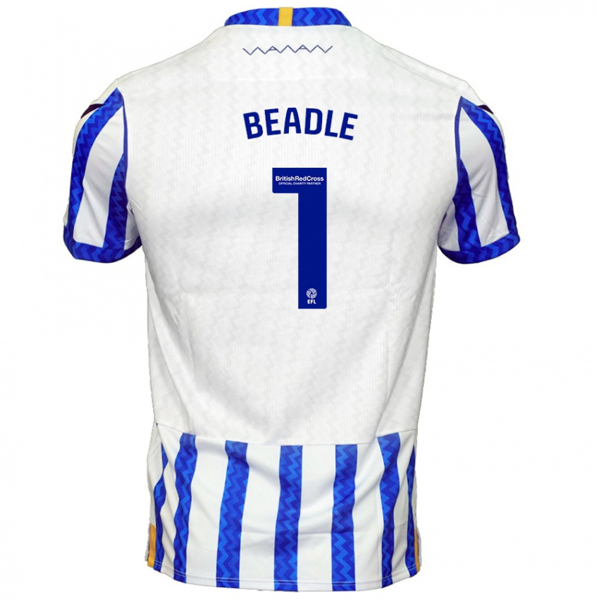 Hombre Camiseta James Beadle #1 Azul Blanco 1ª Equipación 2024/25 La Camisa Chile