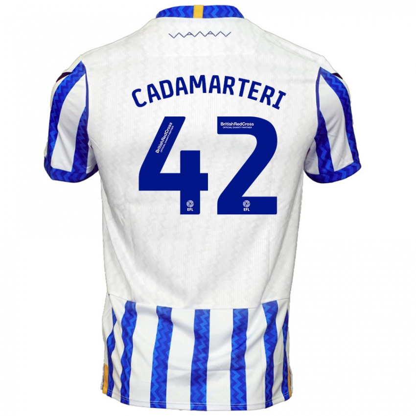 Hombre Camiseta Bailey Cadamarteri #42 Azul Blanco 1ª Equipación 2024/25 La Camisa Chile