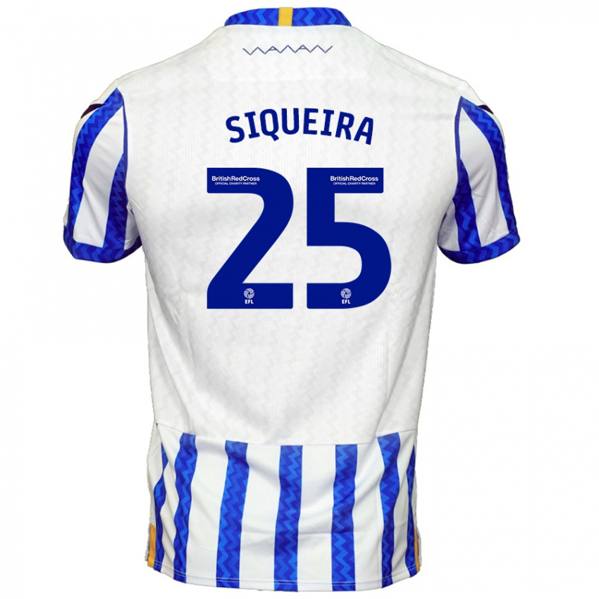 Hombre Camiseta Guilherme Siqueira #25 Azul Blanco 1ª Equipación 2024/25 La Camisa Chile