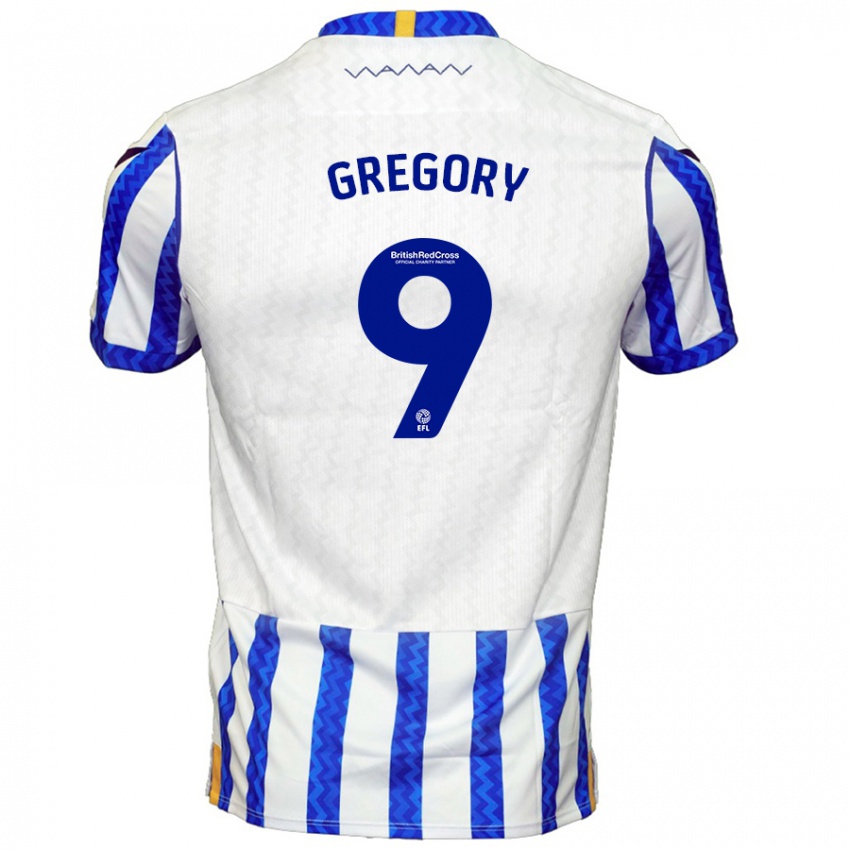 Hombre Camiseta Lee Gregory #9 Azul Blanco 1ª Equipación 2024/25 La Camisa Chile