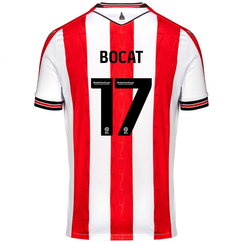 Hombre Camiseta Eric-Junior Bocat #17 Rojo Blanco 1ª Equipación 2024/25 La Camisa Chile