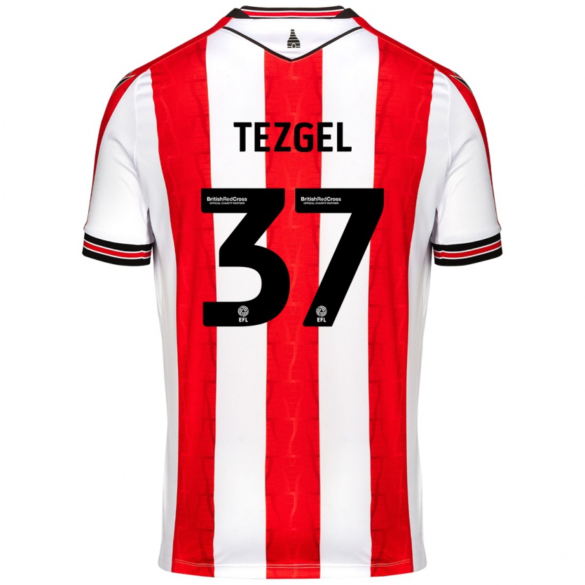 Hombre Camiseta Emre Tezgel #37 Rojo Blanco 1ª Equipación 2024/25 La Camisa Chile