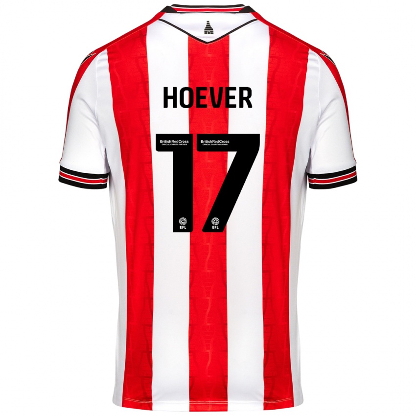 Hombre Camiseta Ki-Jana Hoever #17 Rojo Blanco 1ª Equipación 2024/25 La Camisa Chile