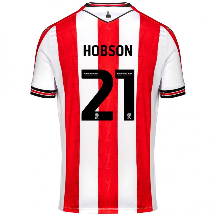 Hombre Camiseta Elizabeth Hobson #21 Rojo Blanco 1ª Equipación 2024/25 La Camisa Chile