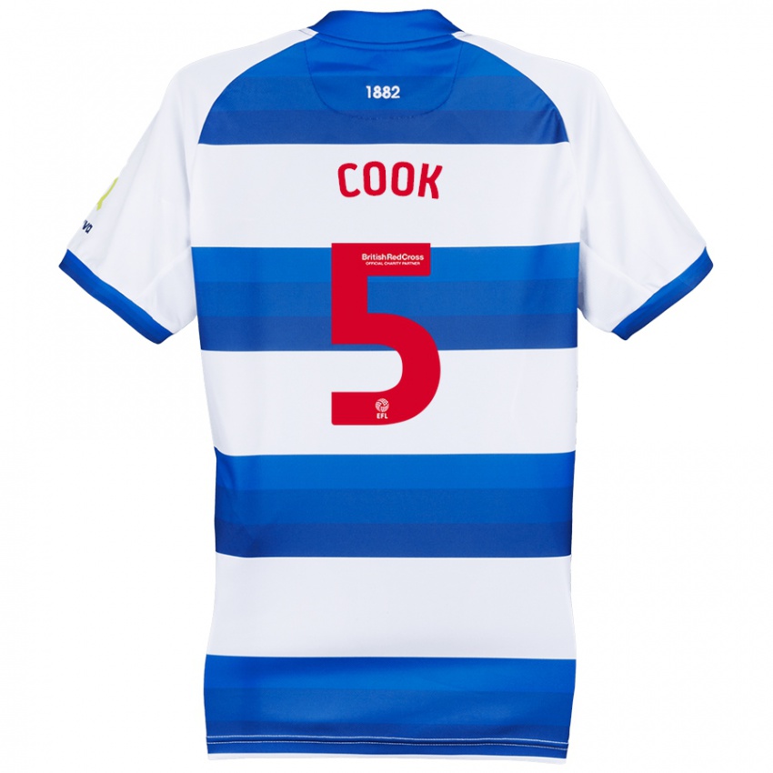 Hombre Camiseta Steve Cook #5 Blanco Azul 1ª Equipación 2024/25 La Camisa Chile