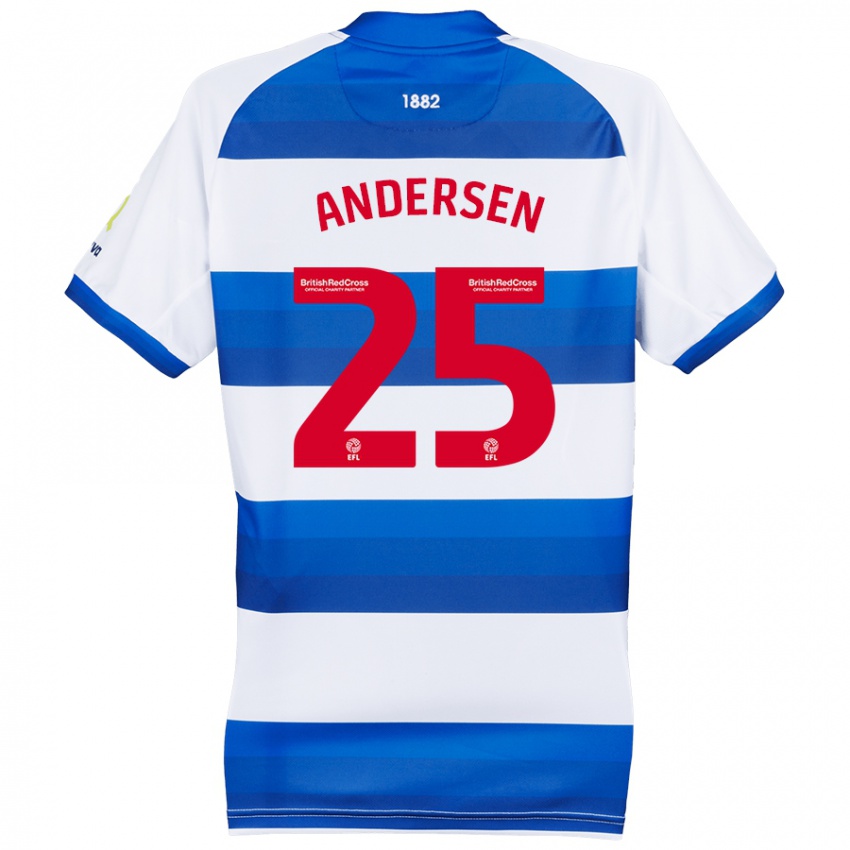 Hombre Camiseta Lucas Andersen #25 Blanco Azul 1ª Equipación 2024/25 La Camisa Chile