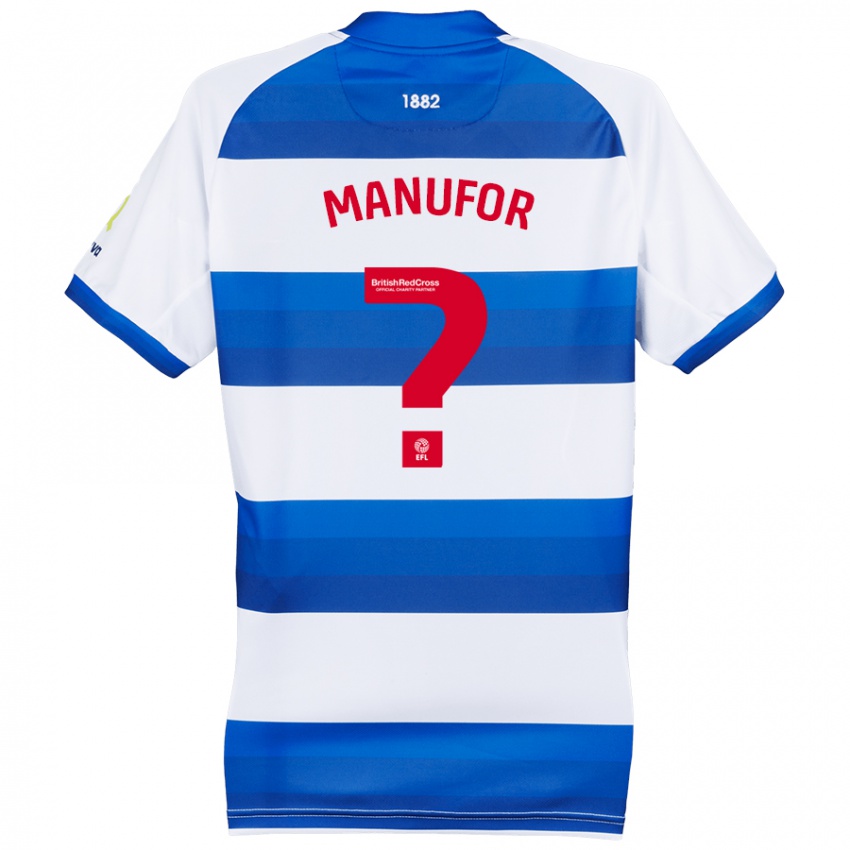 Hombre Camiseta Samuel Manufor #0 Blanco Azul 1ª Equipación 2024/25 La Camisa Chile