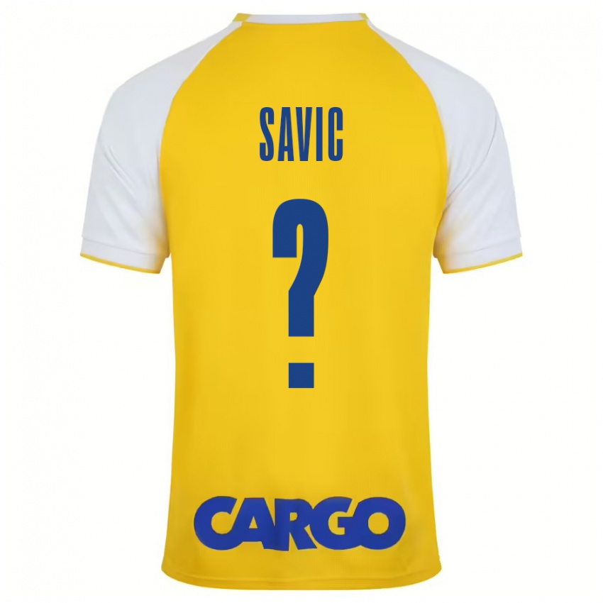 Hombre Camiseta Rom Savic #0 Amarillo Blanco 1ª Equipación 2024/25 La Camisa Chile