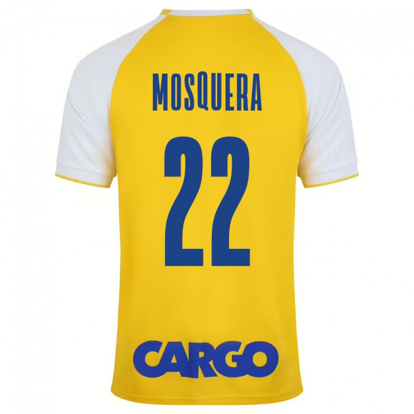 Hombre Camiseta Orlando Mosquera #22 Amarillo Blanco 1ª Equipación 2024/25 La Camisa Chile