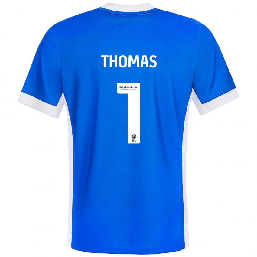 Hombre Camiseta Lucy Thomas #1 Azul Blanco 1ª Equipación 2024/25 La Camisa Chile