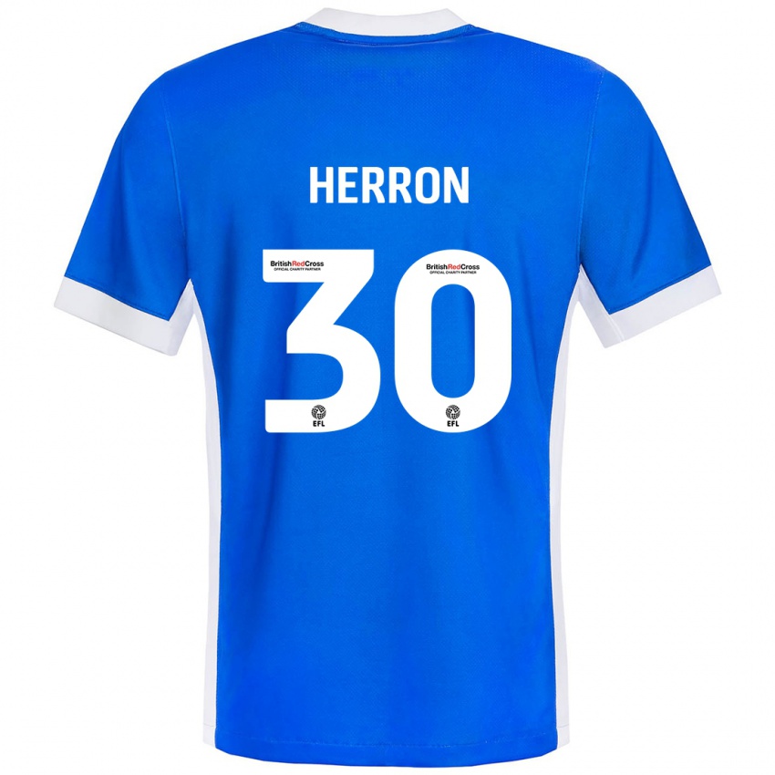 Hombre Camiseta Neve Herron #30 Azul Blanco 1ª Equipación 2024/25 La Camisa Chile