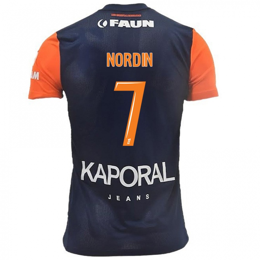 Hombre Camiseta Arnaud Nordin #7 Azul Marino Naranja 1ª Equipación 2024/25 La Camisa Chile