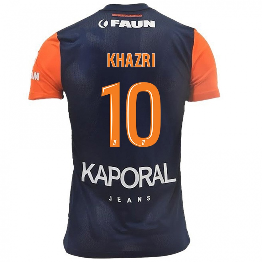 Hombre Camiseta Wahbi Khazri #10 Azul Marino Naranja 1ª Equipación 2024/25 La Camisa Chile