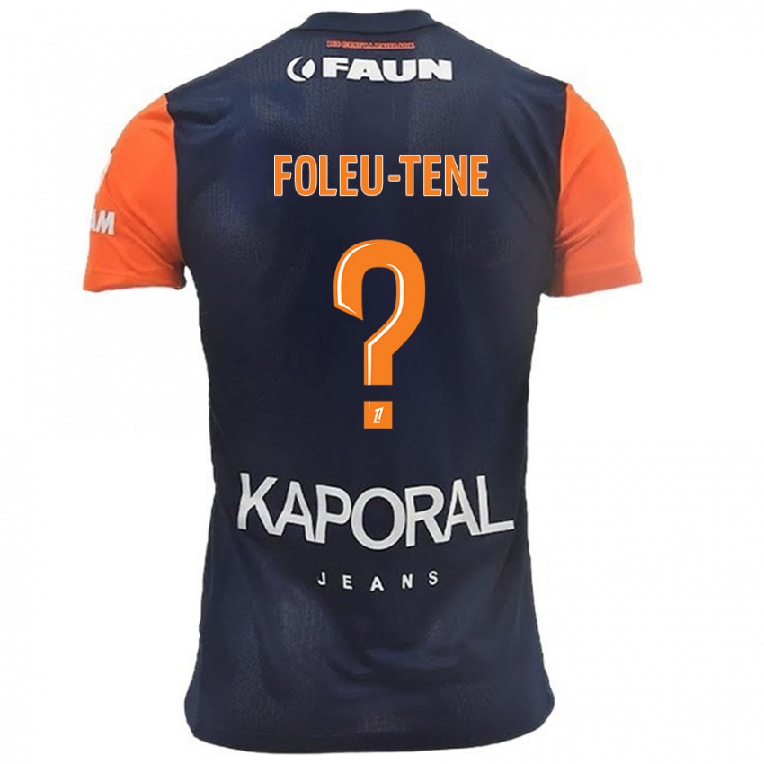 Hombre Camiseta Kévin Foleu-Tene #0 Azul Marino Naranja 1ª Equipación 2024/25 La Camisa Chile